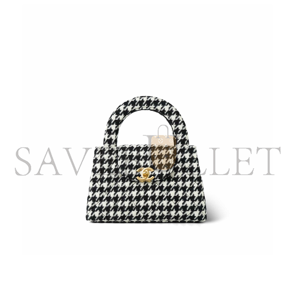 CHANEL MASTER TWEED HOUNDSTOOTH QUILTED NANO KELLY SHOPPER (19*13*7cm) 